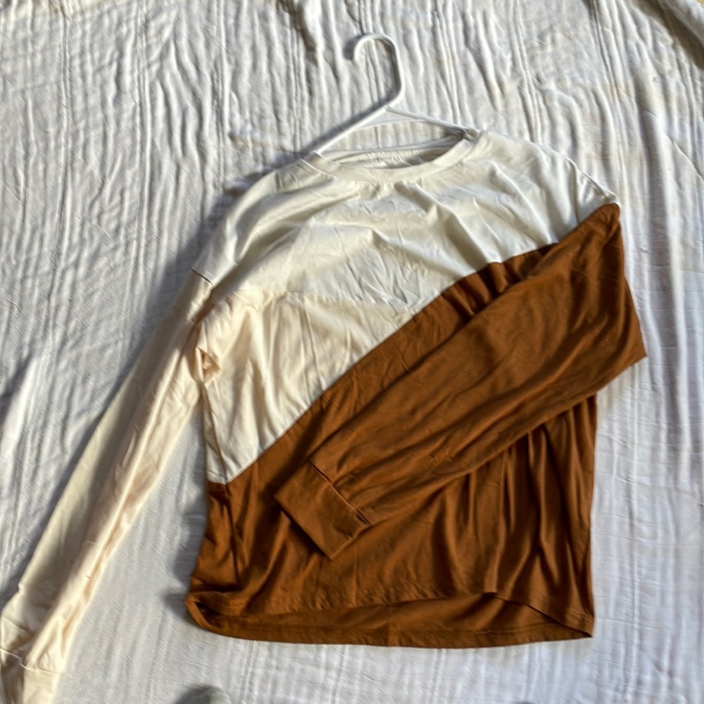 Shirt (long sleeve) brown tan and white
